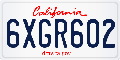 CA license plate 6XGR602