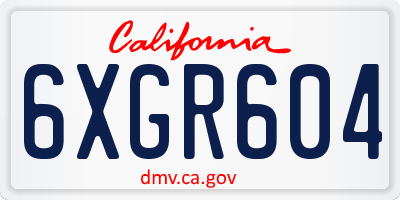 CA license plate 6XGR604