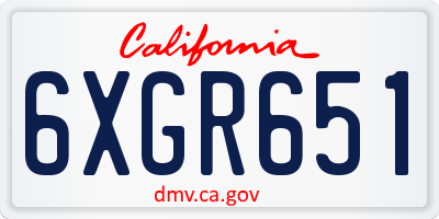 CA license plate 6XGR651