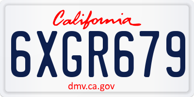 CA license plate 6XGR679
