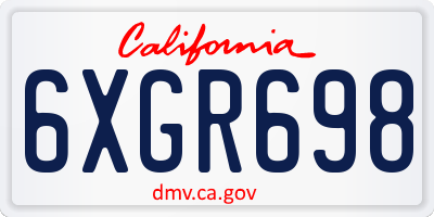CA license plate 6XGR698
