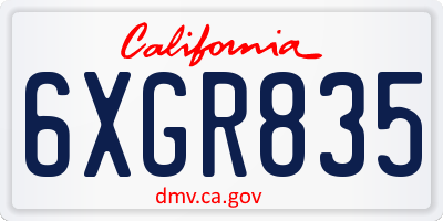 CA license plate 6XGR835