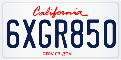 CA license plate 6XGR850