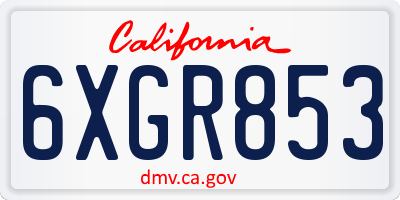 CA license plate 6XGR853