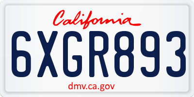 CA license plate 6XGR893