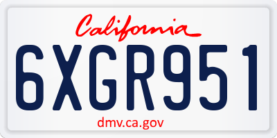 CA license plate 6XGR951