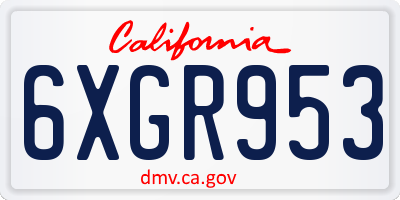 CA license plate 6XGR953