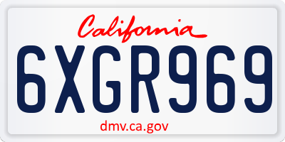 CA license plate 6XGR969