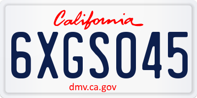 CA license plate 6XGS045