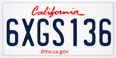 CA license plate 6XGS136