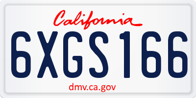CA license plate 6XGS166