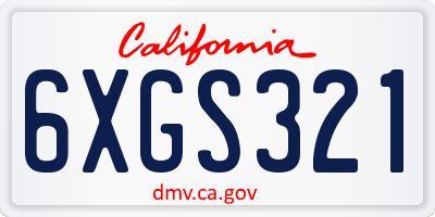 CA license plate 6XGS321
