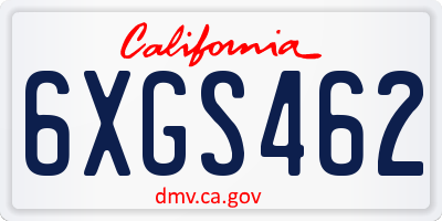 CA license plate 6XGS462