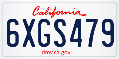 CA license plate 6XGS479