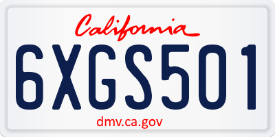 CA license plate 6XGS501