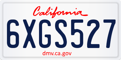 CA license plate 6XGS527