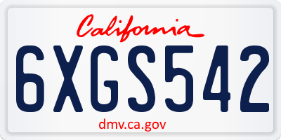 CA license plate 6XGS542