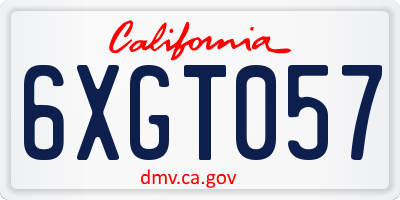 CA license plate 6XGT057