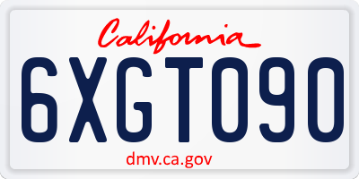 CA license plate 6XGT090