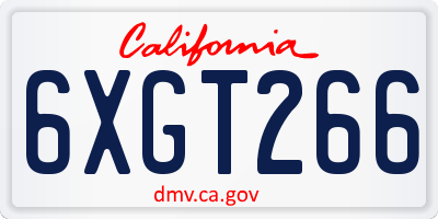 CA license plate 6XGT266