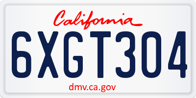 CA license plate 6XGT304