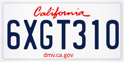 CA license plate 6XGT310