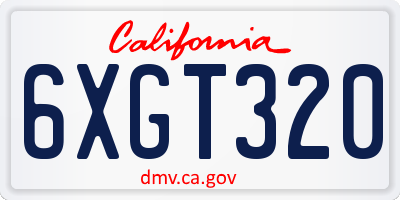 CA license plate 6XGT320