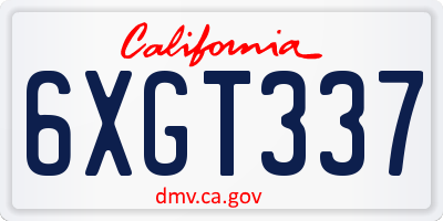 CA license plate 6XGT337