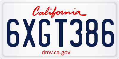 CA license plate 6XGT386