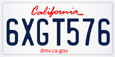CA license plate 6XGT576