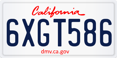 CA license plate 6XGT586