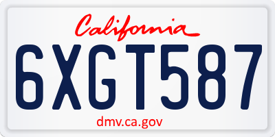 CA license plate 6XGT587
