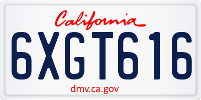 CA license plate 6XGT616
