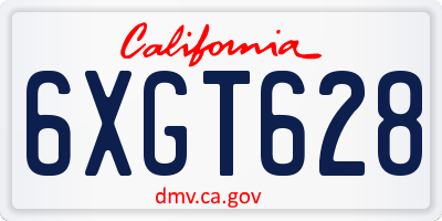 CA license plate 6XGT628