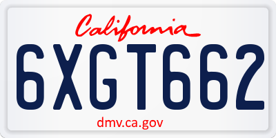 CA license plate 6XGT662