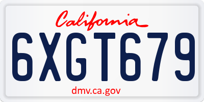 CA license plate 6XGT679