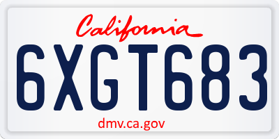 CA license plate 6XGT683