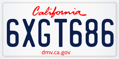 CA license plate 6XGT686