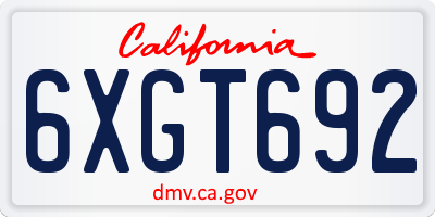 CA license plate 6XGT692