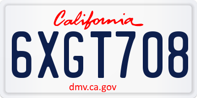 CA license plate 6XGT708