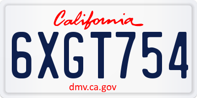 CA license plate 6XGT754