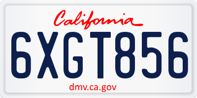 CA license plate 6XGT856