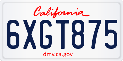 CA license plate 6XGT875