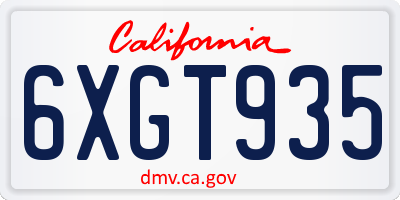 CA license plate 6XGT935
