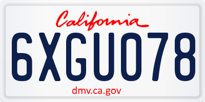 CA license plate 6XGU078
