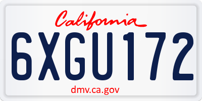 CA license plate 6XGU172