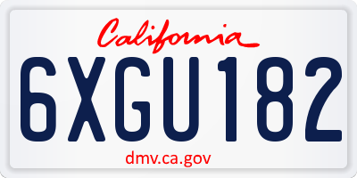 CA license plate 6XGU182