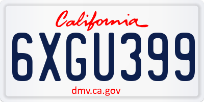 CA license plate 6XGU399