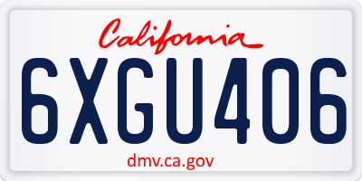 CA license plate 6XGU406
