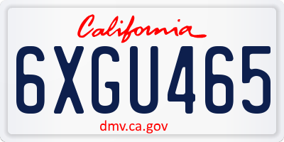 CA license plate 6XGU465